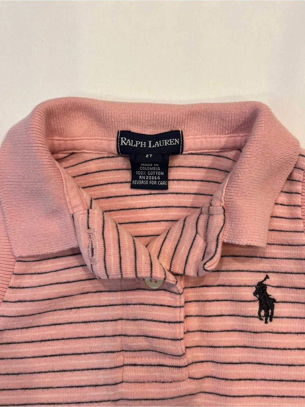 Ralph Lauren 90s Pink Navy Striped A Line Polo Vintage Dress 2T